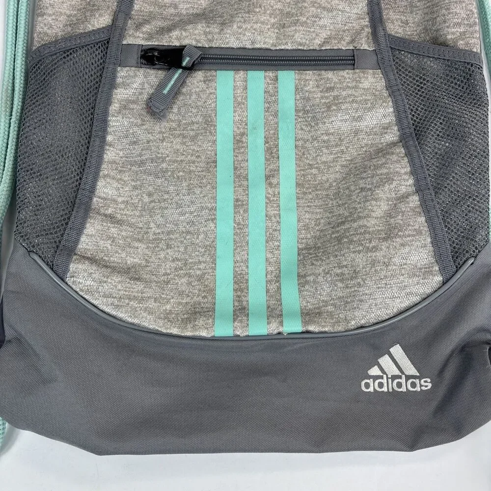 Adidas Drawstring Cinch Bag Backpack Sack Gray Green Adidas